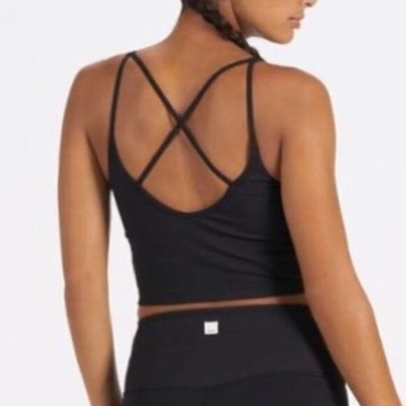 VUORI Black Ribbed Criss Cross Tank Black Large - Picture 2 of 5